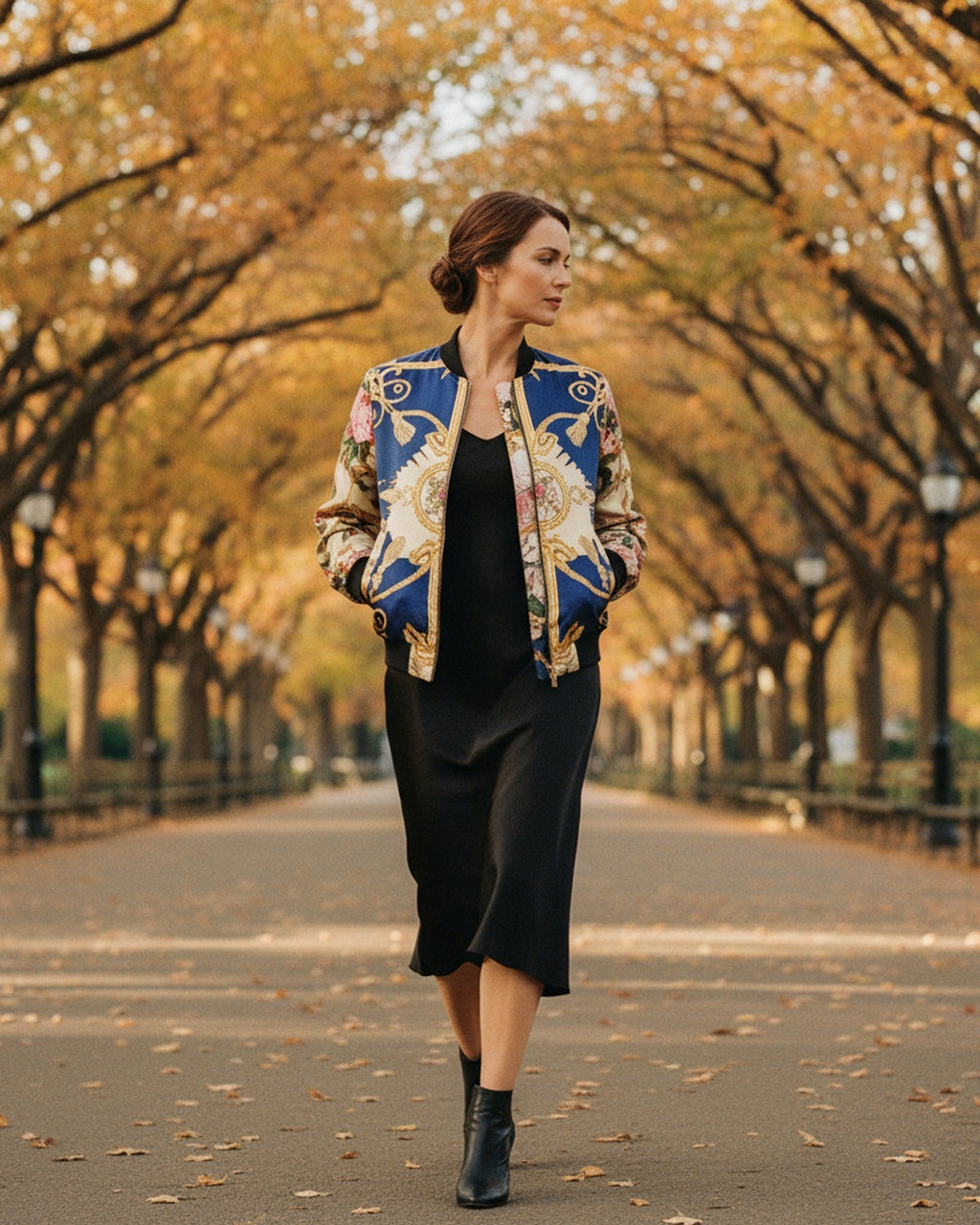 Bouquet de Versailles — Drape in motion in park — flowing silk twill — Hoboken atelier
