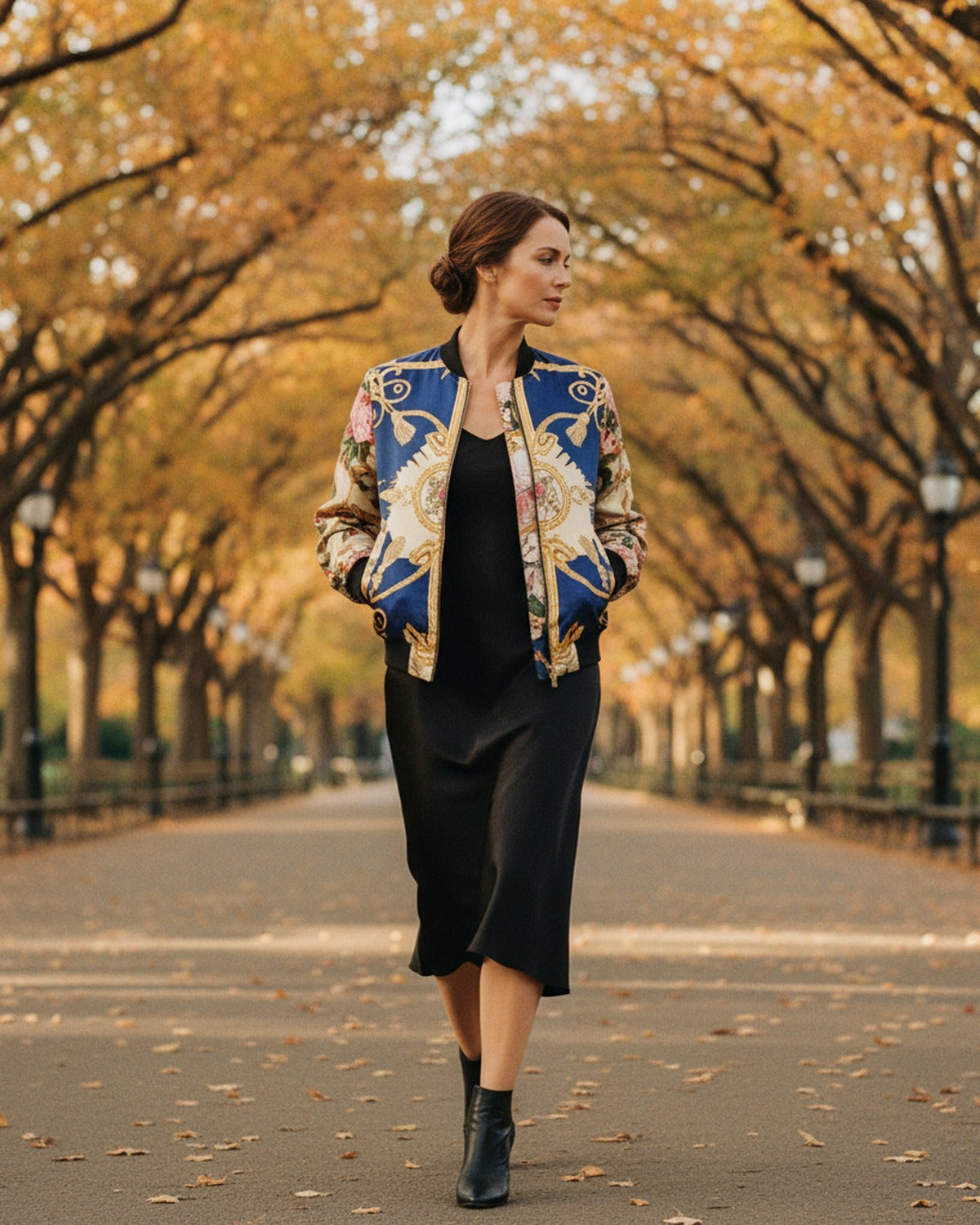 Bouquet de Versailles — Drape in motion in park — flowing silk twill — Hoboken atelier