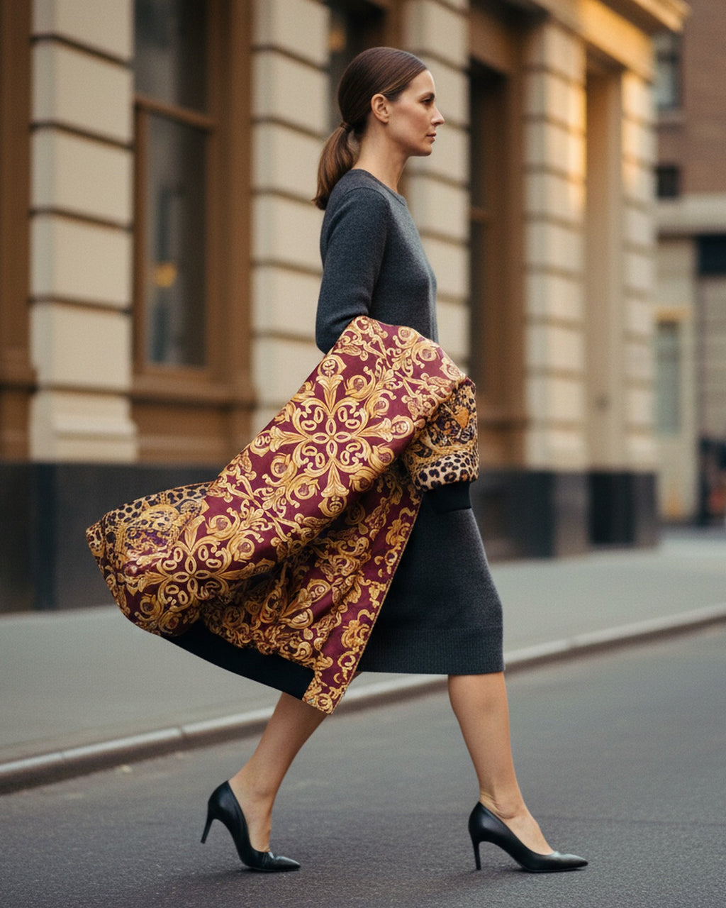 L'Ordre du Léopard — Edge and finishing detail on Madison Avenue — exquisite leopard print silk twill — Hoboken atelier