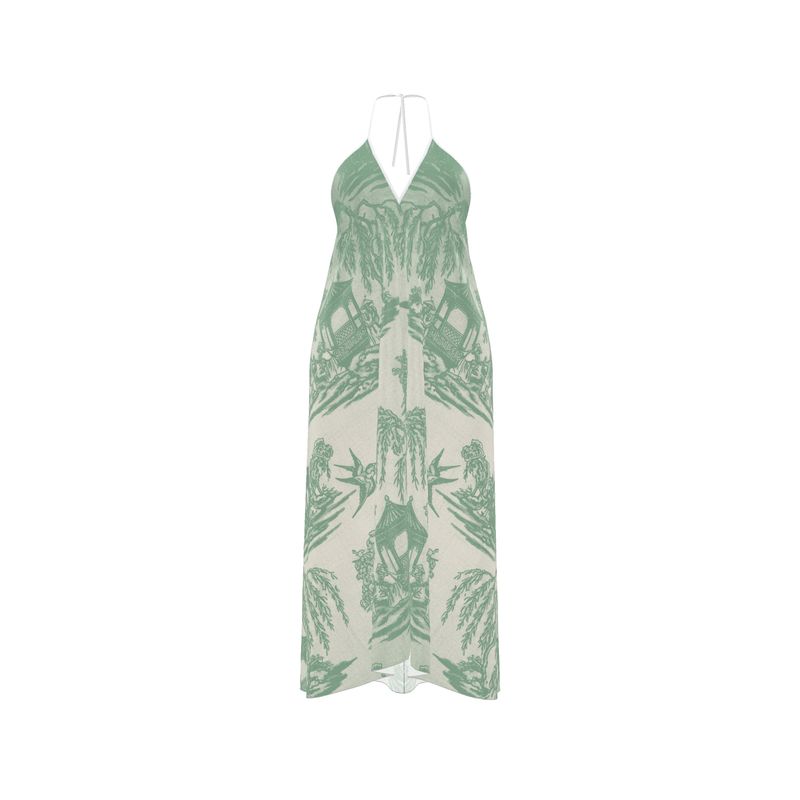 La Demoiselle — Toile Bridesmaid Halter (Dusty Green Dark)
