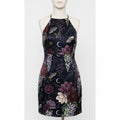 Cottage Goth Magnolia Halterneck Dress — hero flatlay on dark ground — reactive-dyed mulberry silk — Hoboken atelier