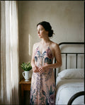 Toile Bouquetière — Wisteria Toile Silk Slip — editorial, wide establishing