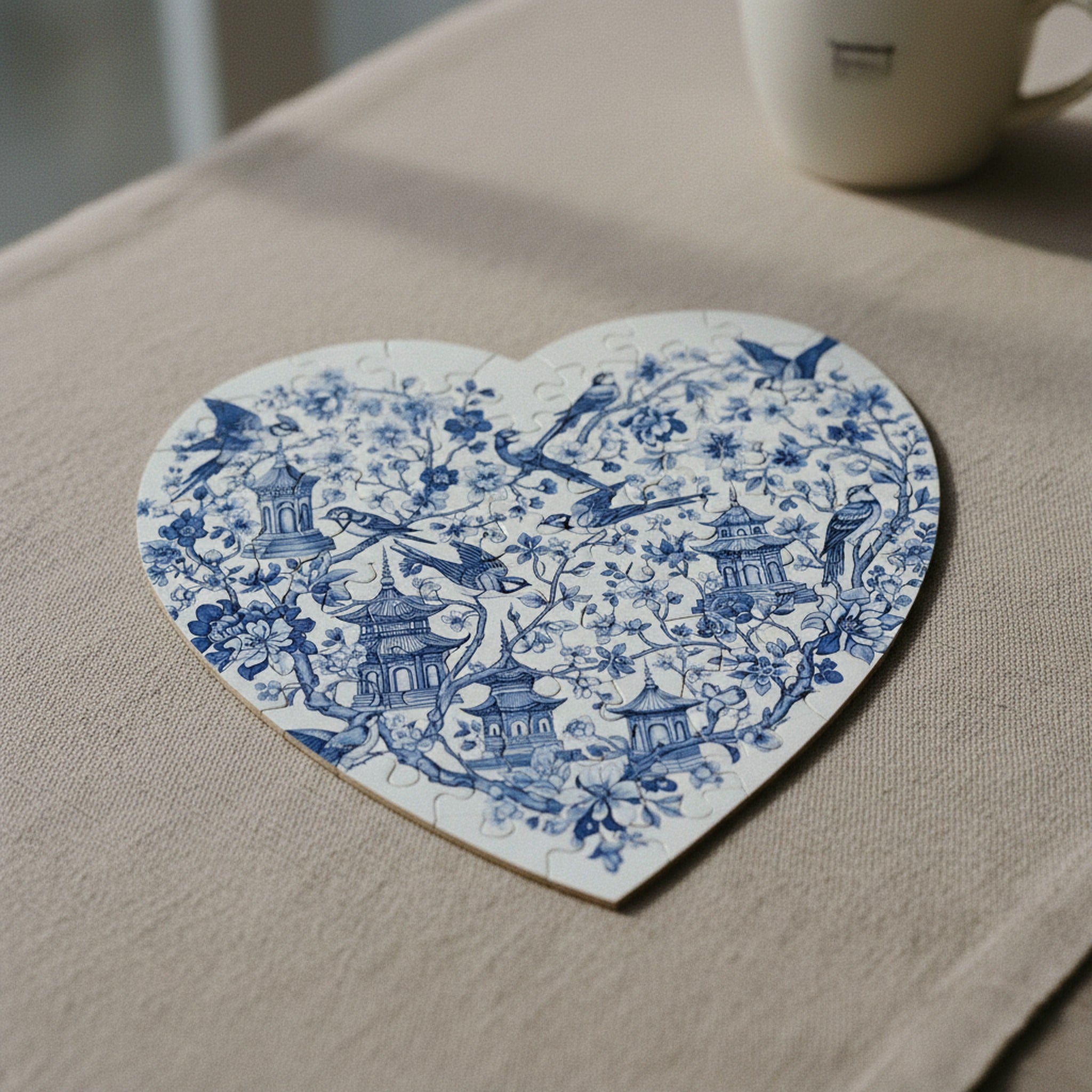 Creo Fleur Atelier — Heart Jigsaw Puzzle — Chinoiserie Floral Heart
