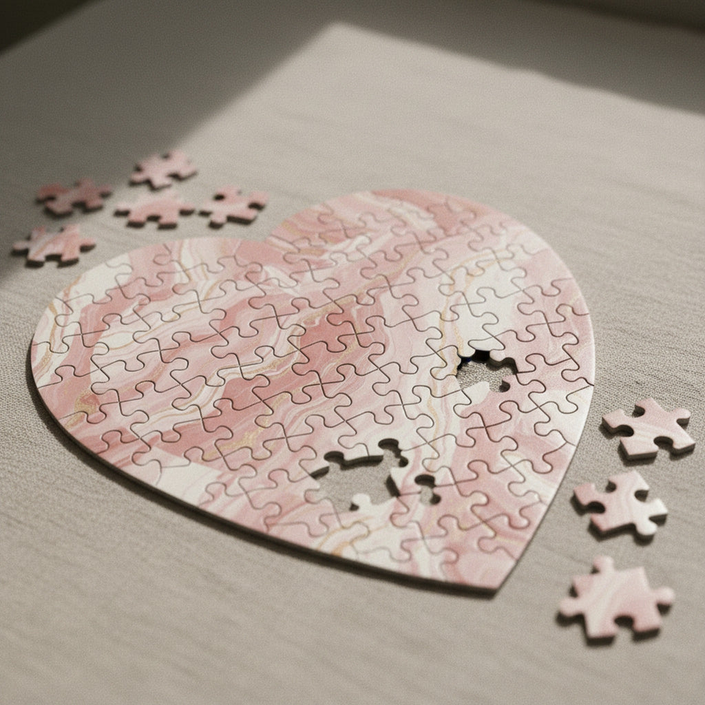 Creo Fleur Atelier — Heart Jigsaw Puzzle — Marbled Stone Heart
