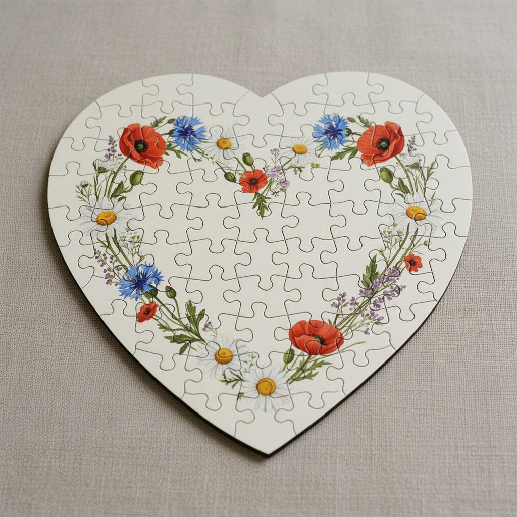 Creo Fleur Atelier — Heart Jigsaw Puzzle — Pressed Wildflower Heart