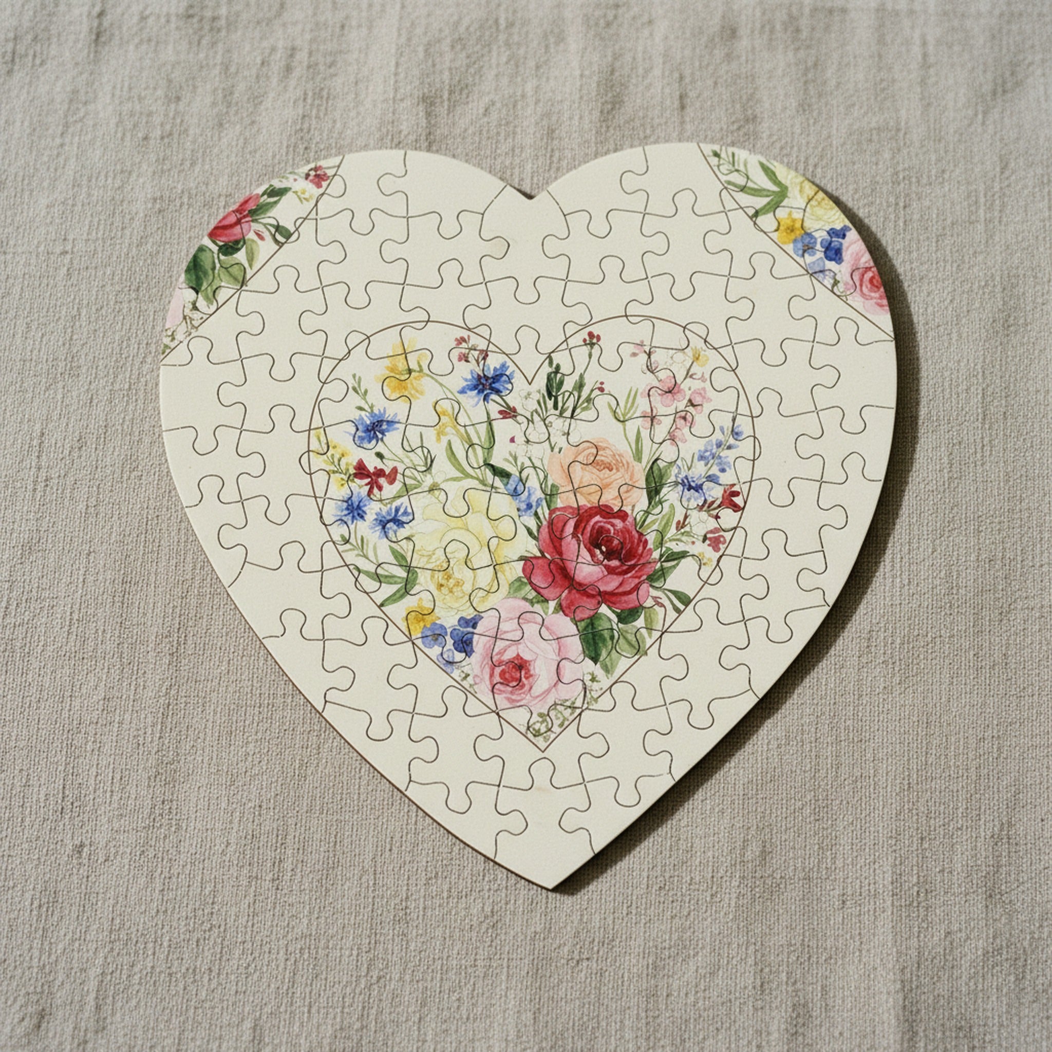 Creo Fleur Atelier — Heart Jigsaw Puzzle — Watercolor Botanical Heart Scatter