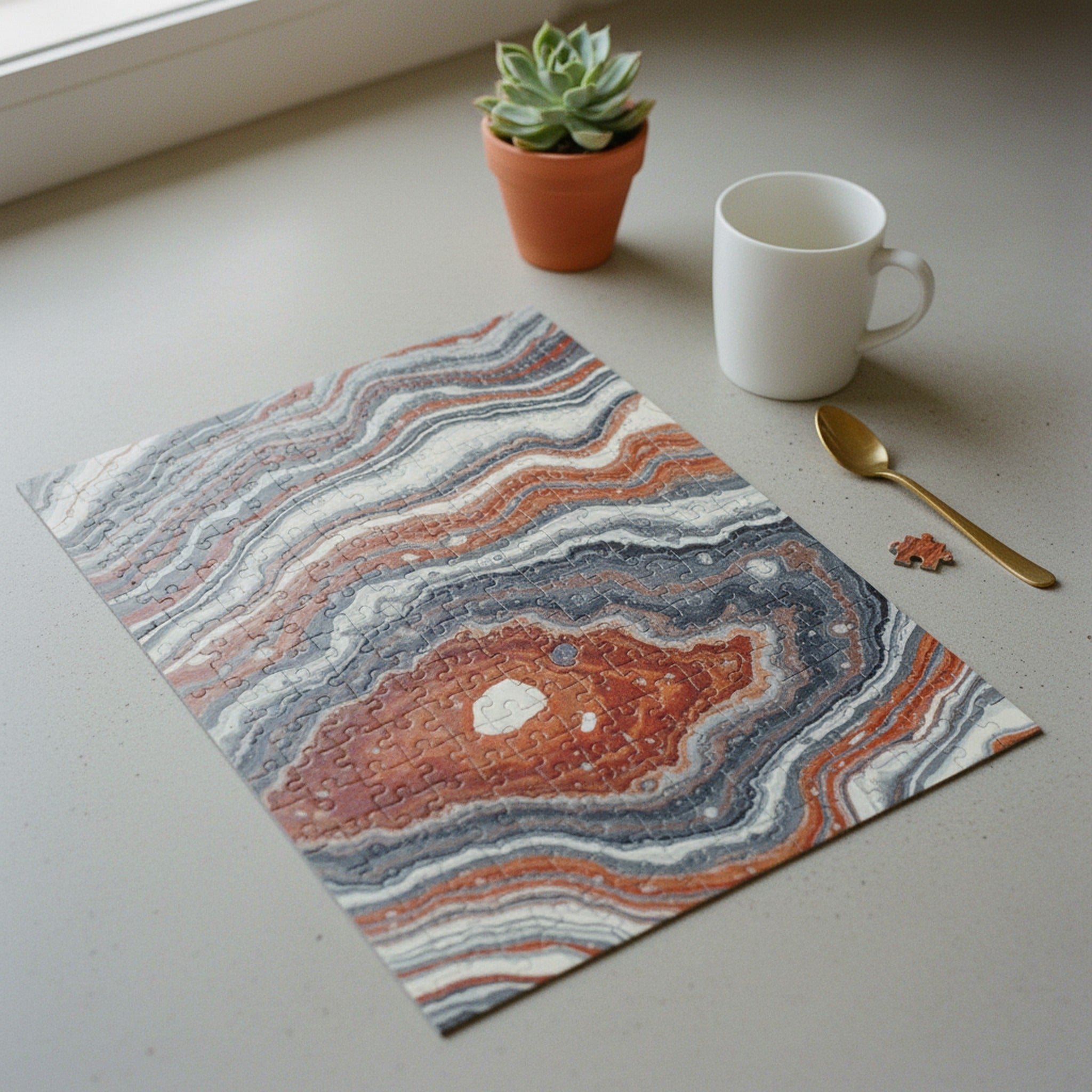 Creo Fleur Atelier — Jigsaw Puzzle — Marbled Abstract Agate