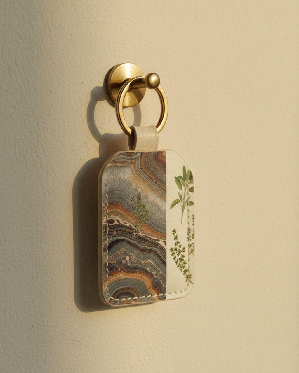 Creo Fleur Atelier — Keyring — Marbled Stone Herb