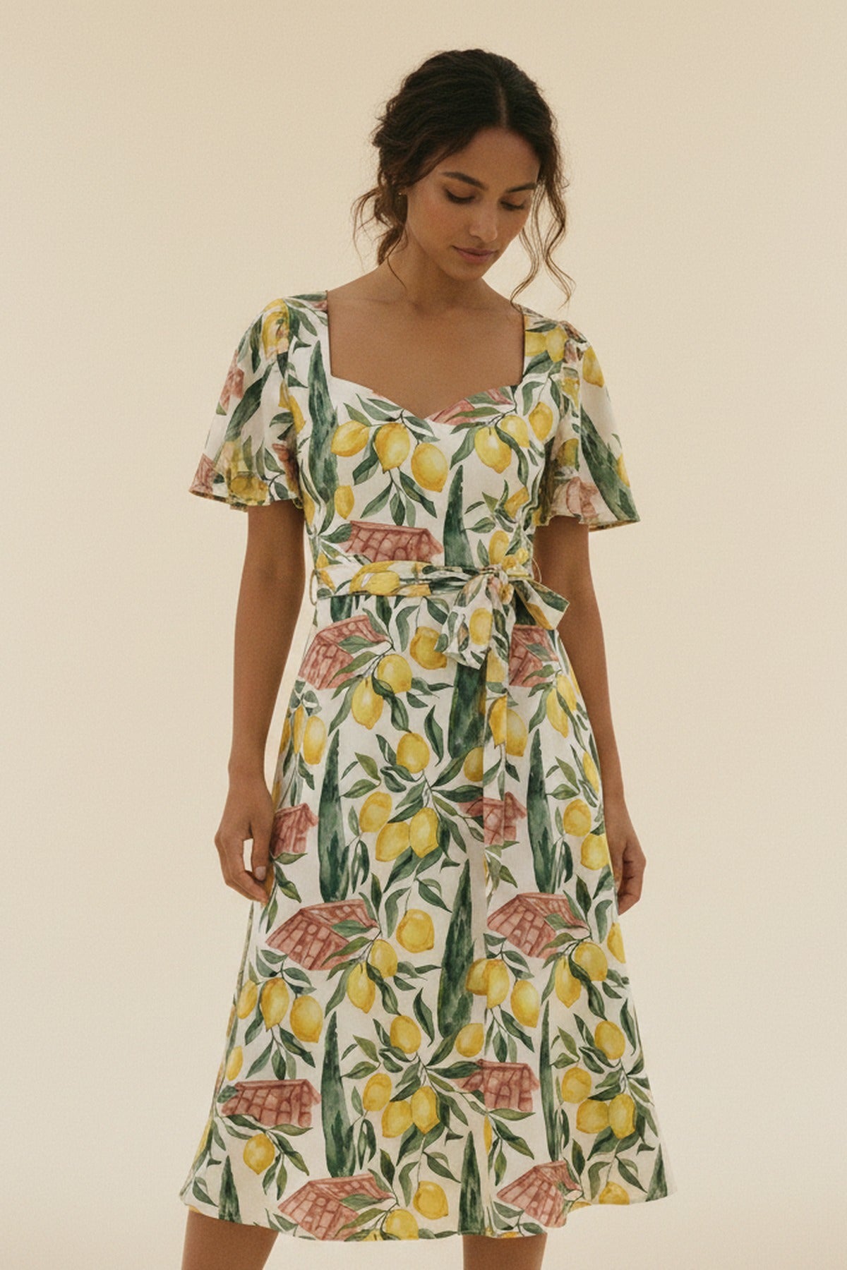 La Côte d'Azur — Lemon-Grove Tea Dress — finishing detail on hem — fine silk charmeuse — Hoboken atelier