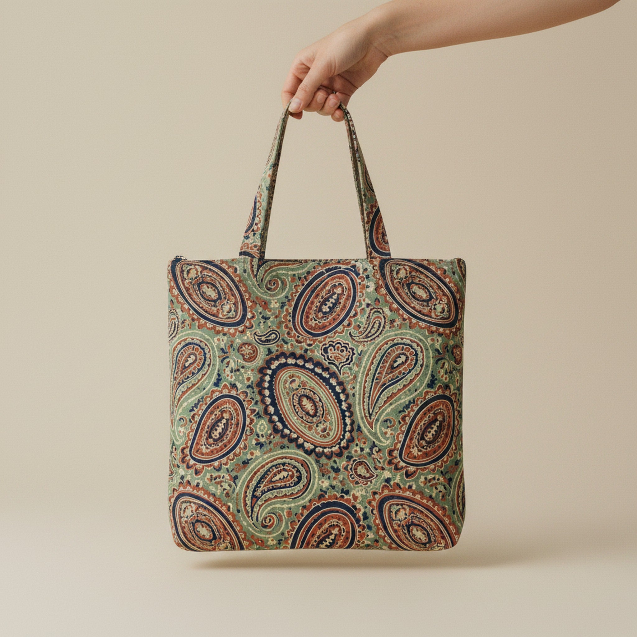 Creo Fleur Atelier — Tote Bag — Muted Paisley Heritage