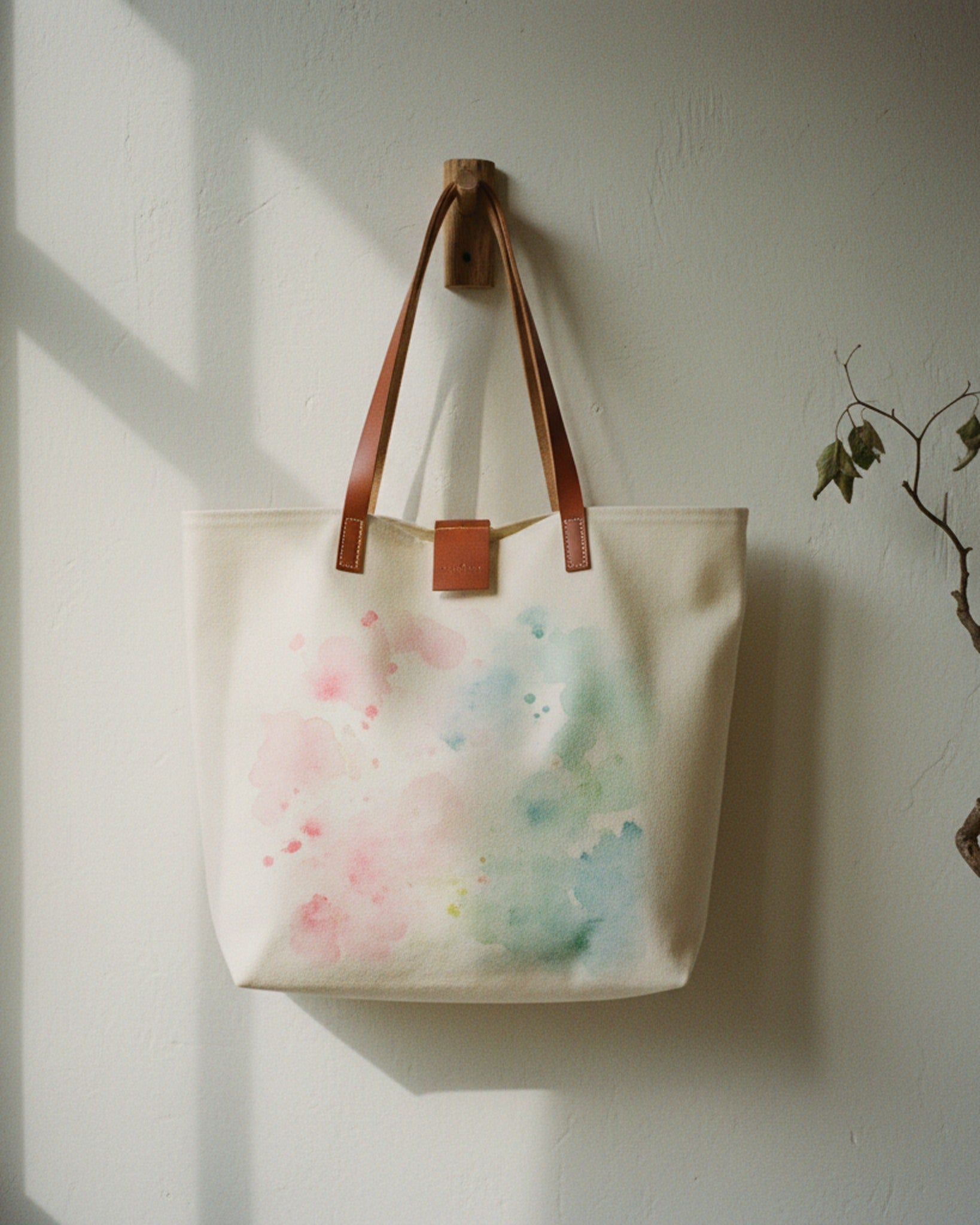 Tote Bag Watercolor Botanical Scatter · editorial · Creo Fleur Atelier