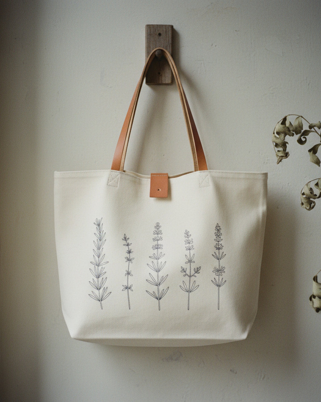 Tote Bag Minimalist Herb Line · editorial · Creo Fleur Atelier