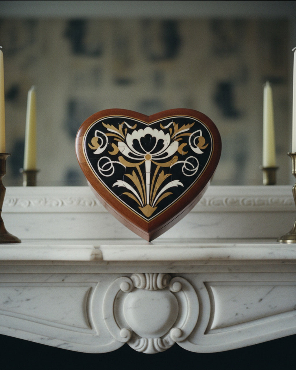 Heart Jigsaw Puzzle Art Deco Floral Heart · editorial study v1 · Creo Fleur Atelier