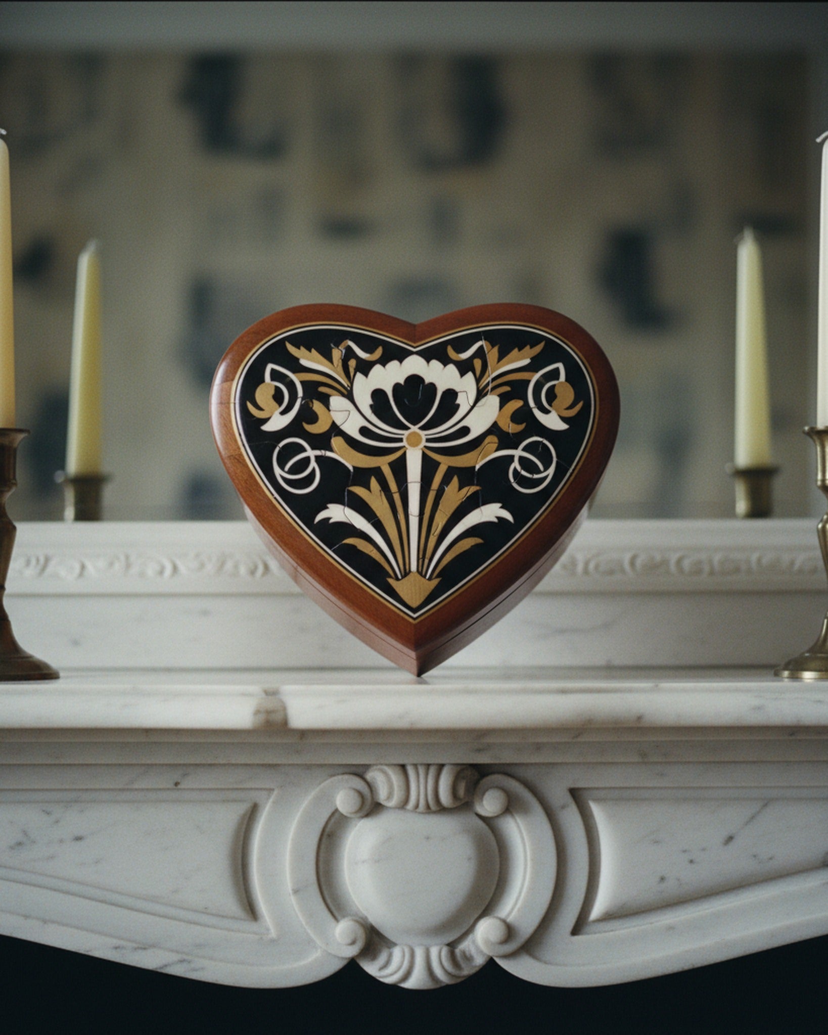Heart Jigsaw Puzzle Art Deco Floral Heart · editorial study v1 · Creo Fleur Atelier