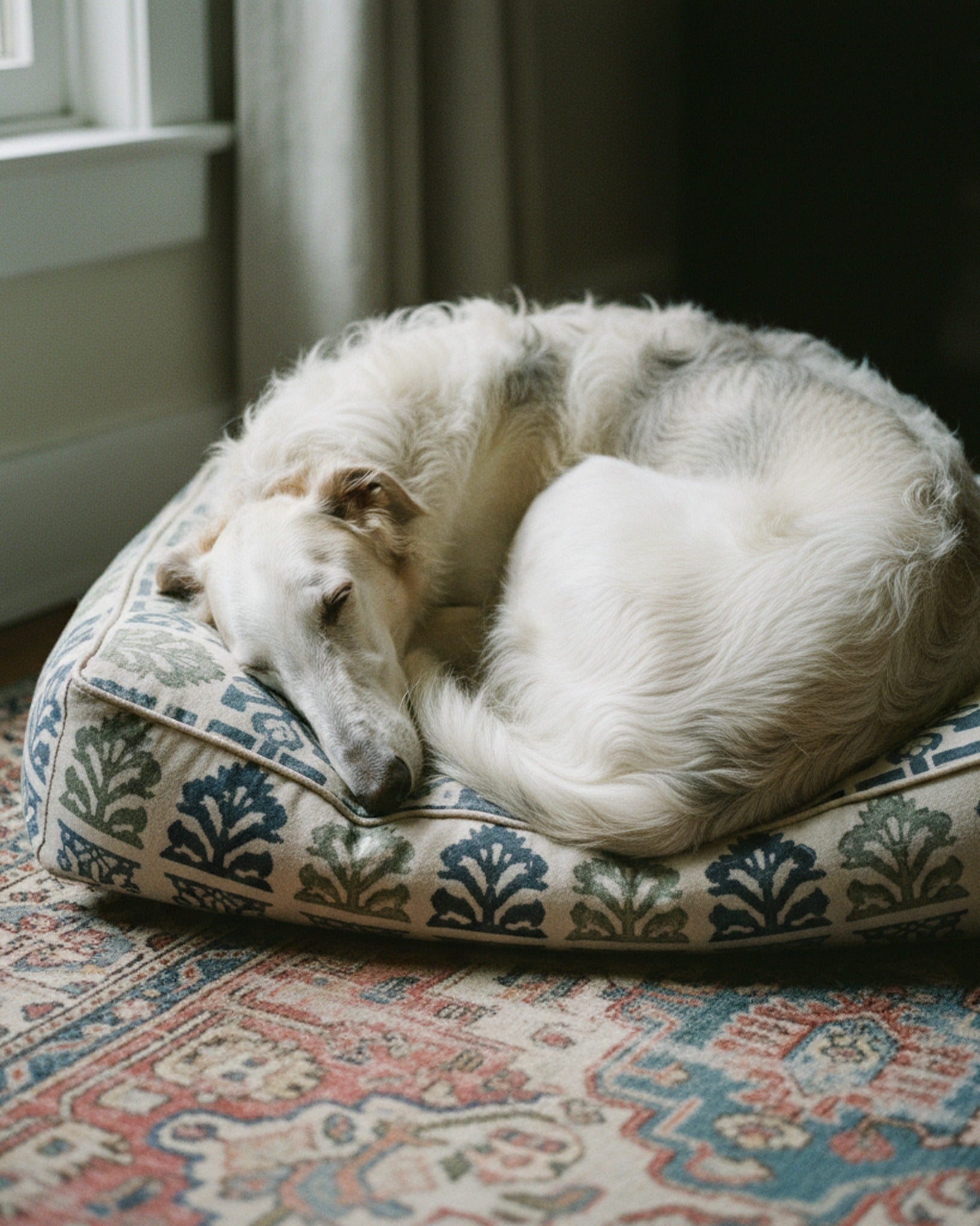 Dog Bed Block Printed Geometric Flora · editorial · Creo Fleur Atelier