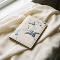 Carnet Grues du Japon — hero flatlay on white — Italian nappa leather passport holder — Hoboken atelier