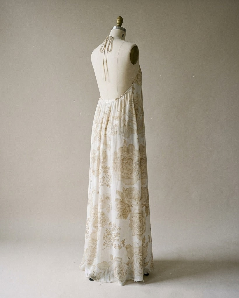 La Promise — Ivory Heirloom Slip Dress — hero flatlay on white — luxurious silk charmeuse — Hoboken atelier