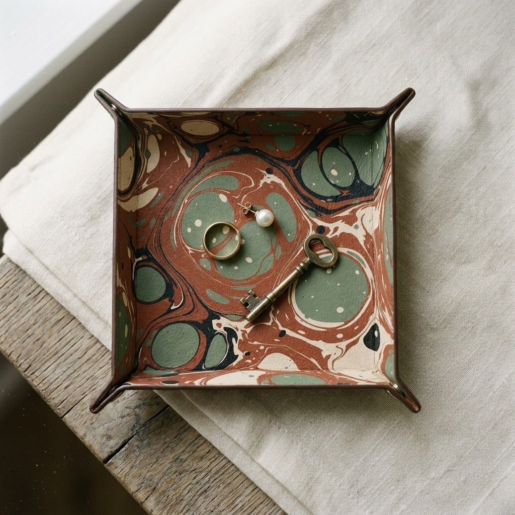 Creo Fleur Atelier — Trinket Tray — Marbled Suminagashi Stone