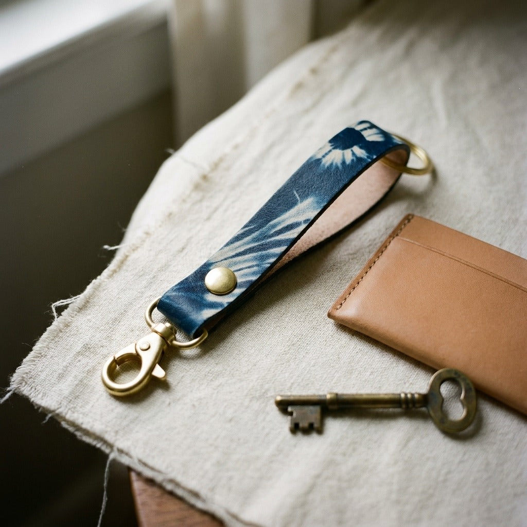 Creo Fleur Atelier — Keychain — Shibori Indigo Tiedye