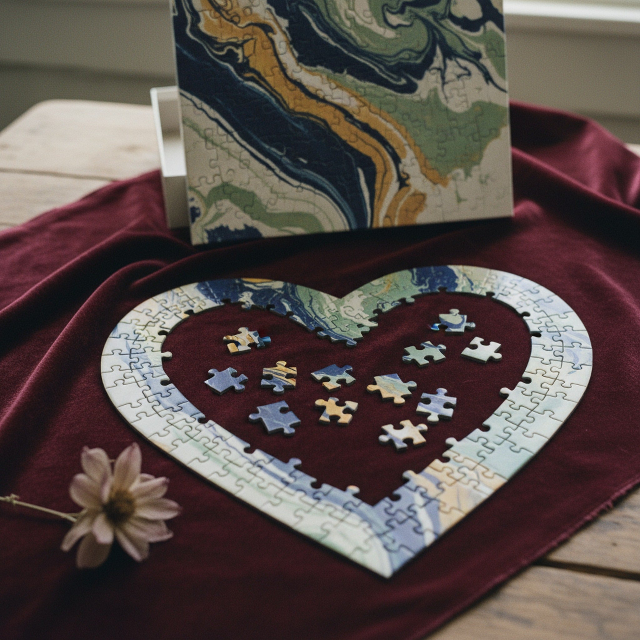 Heart Jigsaw Puzzle Marbled Stone Heart · editorial study v1 · Creo Fleur Atelier