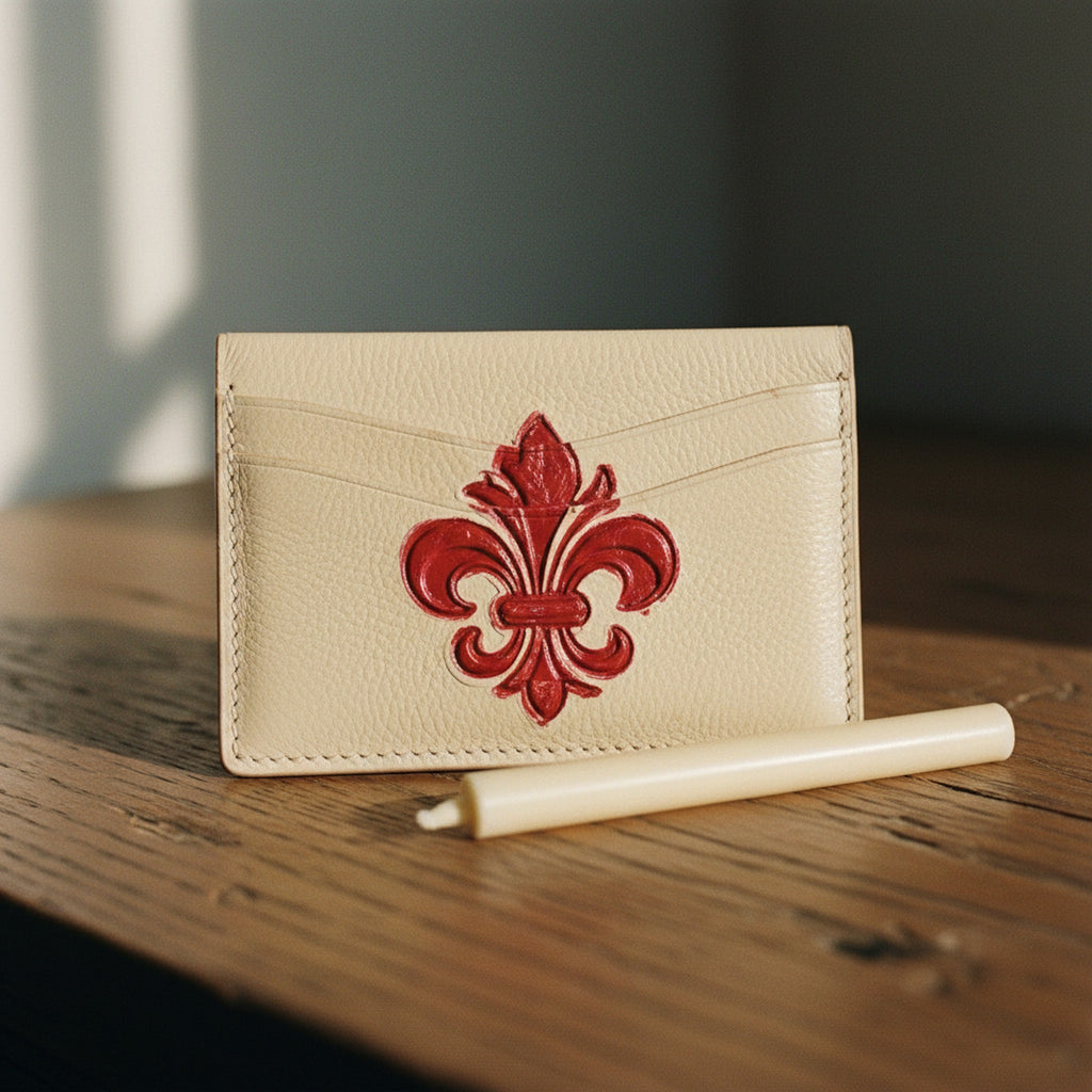 Carte Sceau de Cire — macro leather texture detail — heritage Italian nappa leather — Hoboken atelier