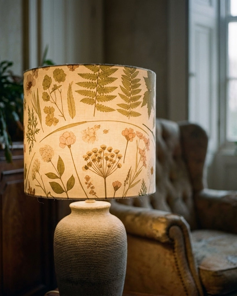 Creo Fleur Atelier — Drum Lamp Shade — Botanical Herbarium Translucent