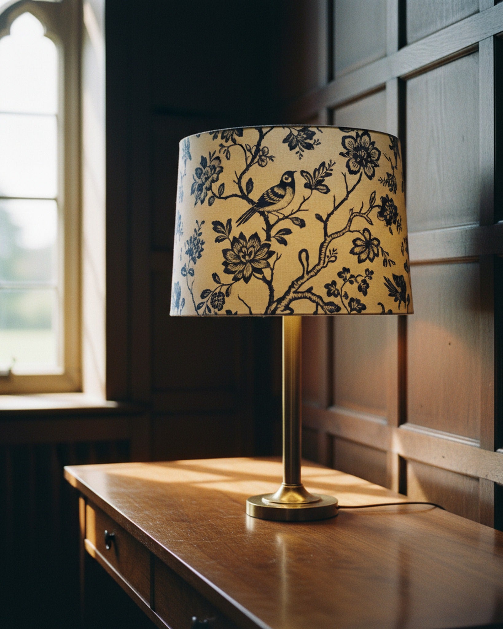 Drum Lamp Shade Chinoiserie Blue White Cylindrical · editorial · Creo Fleur Atelier