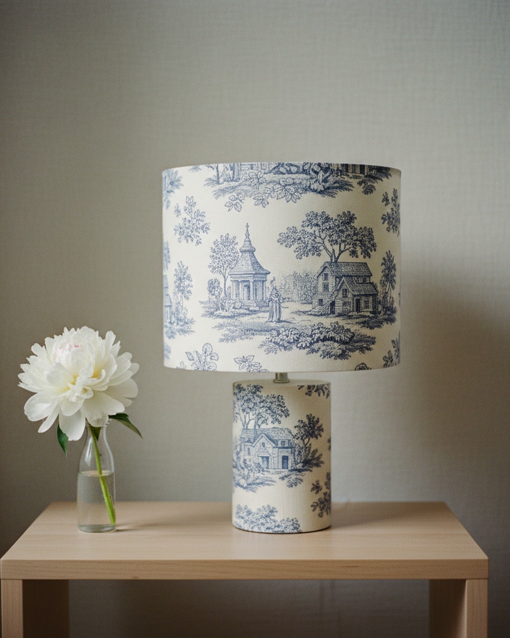 Drum Lamp Shade Toile De Jouy Cylindrical · editorial · Creo Fleur Atelier