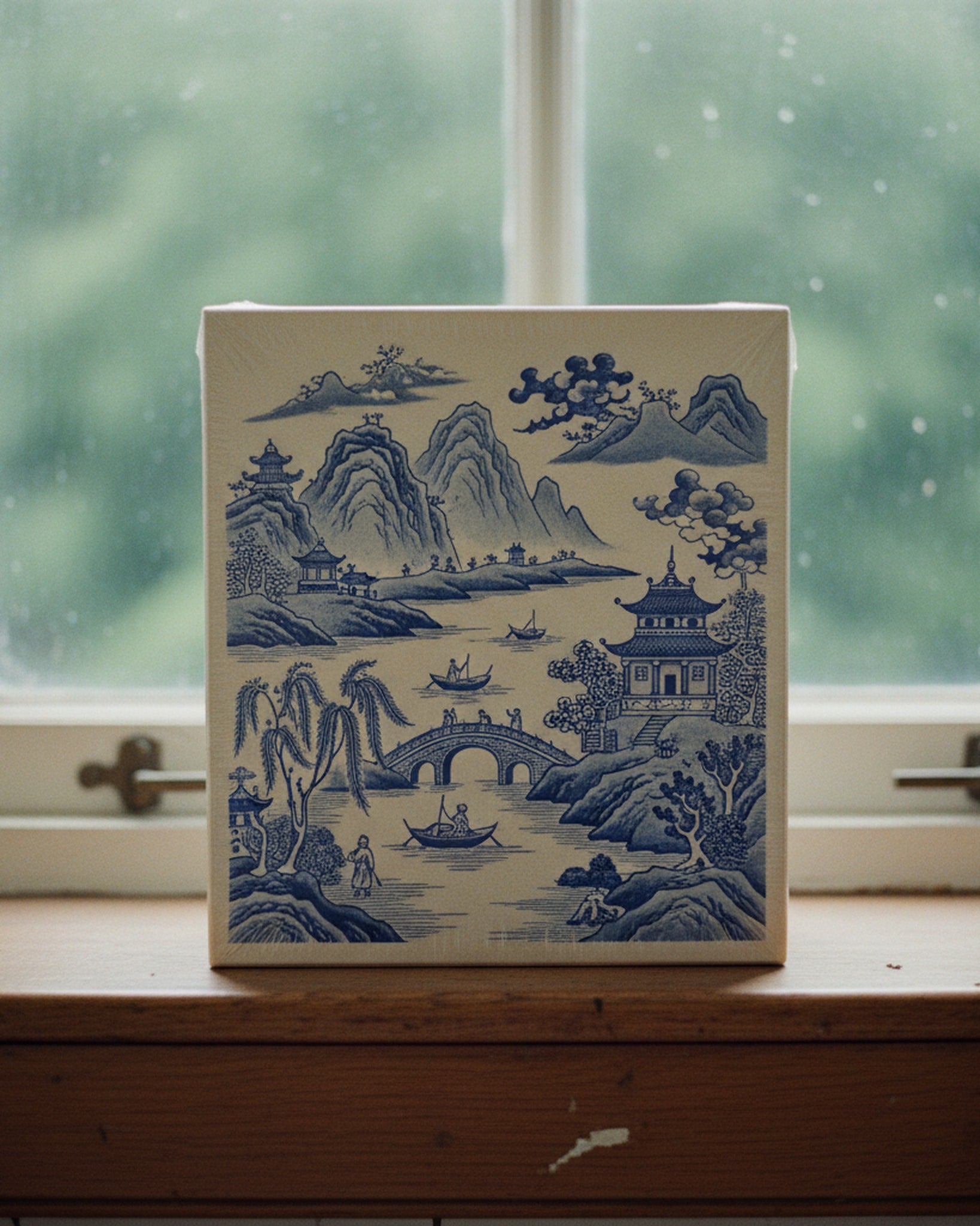 Jigsaw Puzzle Chinoiserie Blue White Landscape · editorial · Creo Fleur Atelier