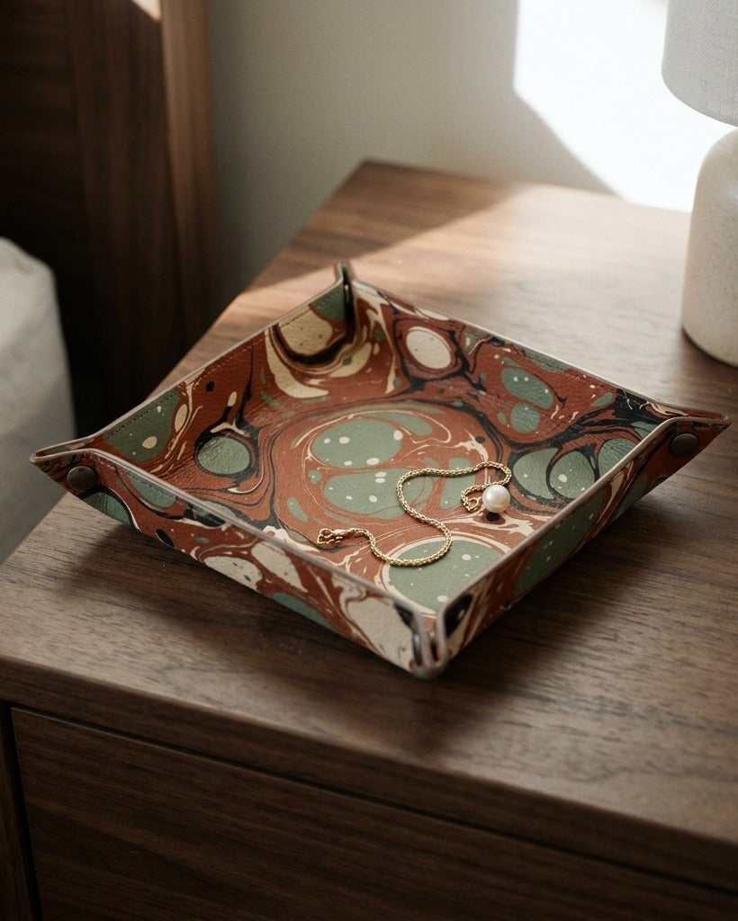 Creo Fleur Atelier — Trinket Tray — Marbled Suminagashi Stone