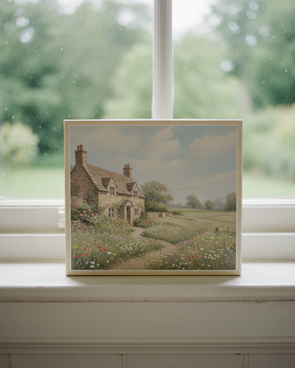 Jigsaw Puzzle Wildflower Meadow Cottage Scene · editorial · Creo Fleur Atelier