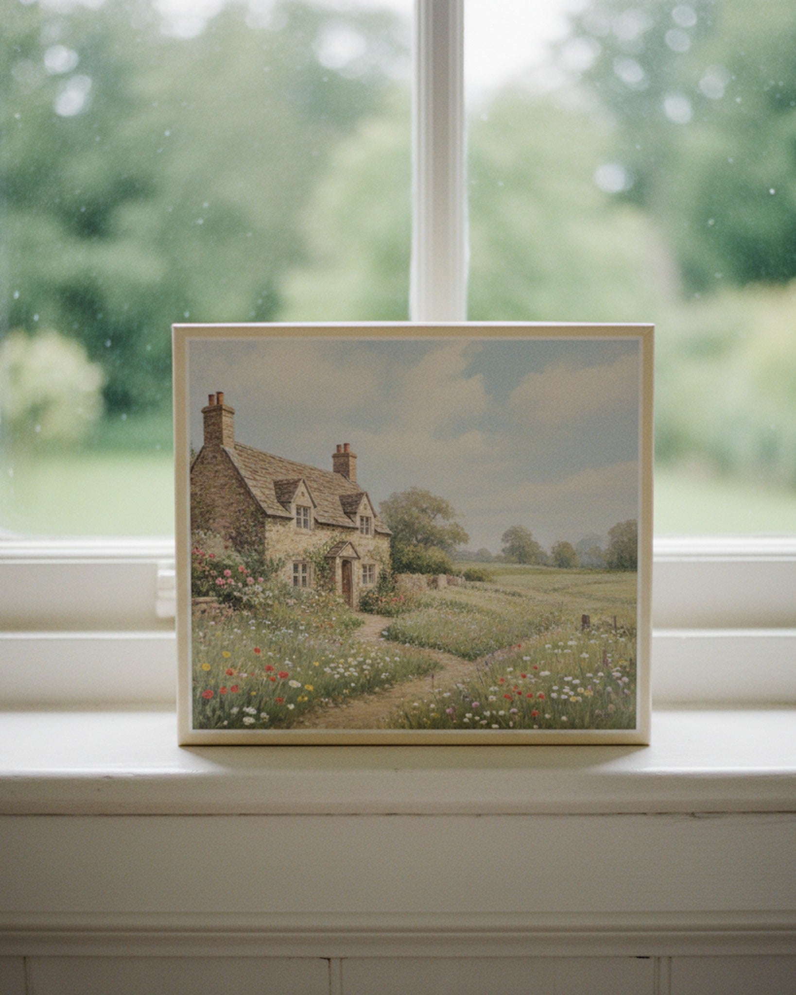 Jigsaw Puzzle Wildflower Meadow Cottage Scene · editorial · Creo Fleur Atelier