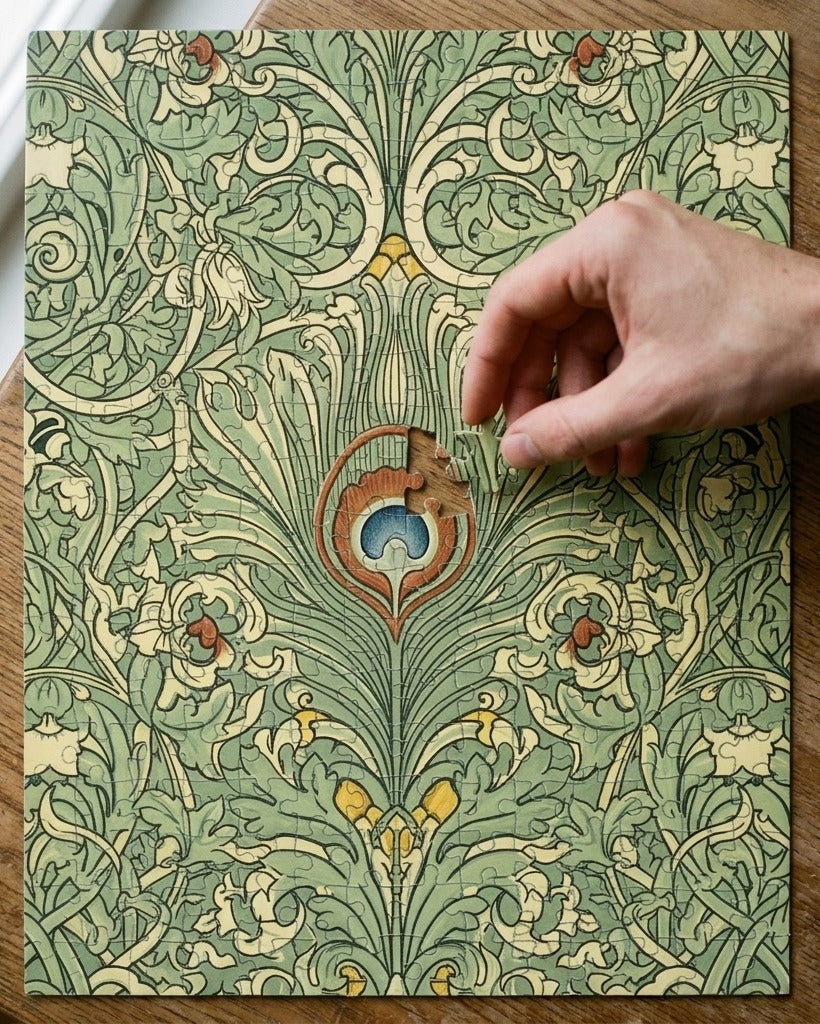 Creo Fleur Atelier — Jigsaw Puzzle — William Morris Peacock Feather