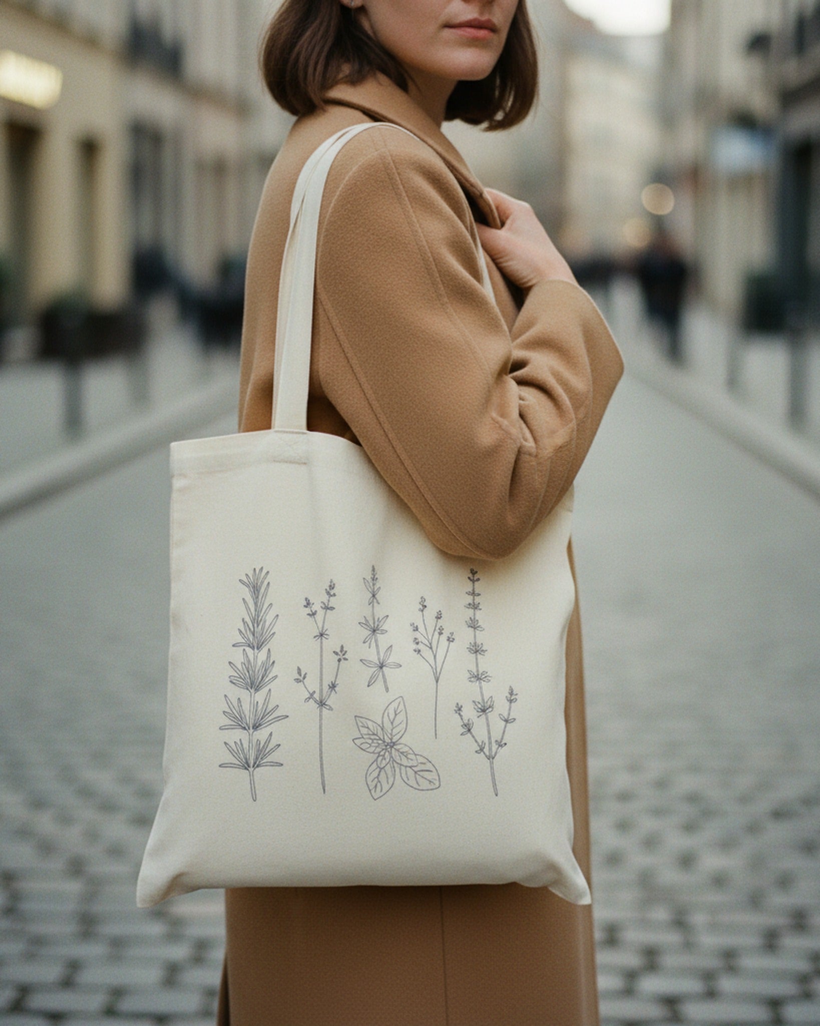 Tote Bag Minimalist Herb Line · editorial · Creo Fleur Atelier