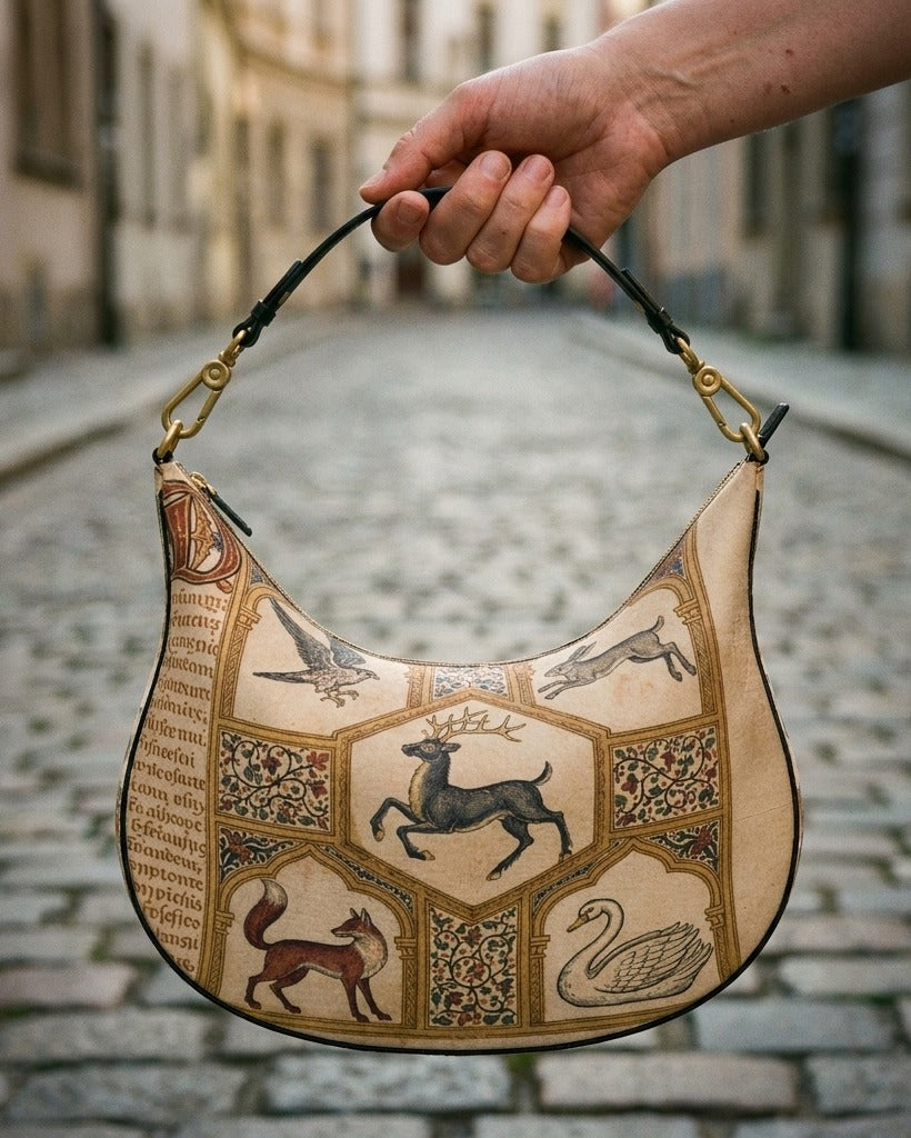 Le Demi-Lune in Le Bestiaire — macro detail of painted leather — Italian nappa leather — Hoboken atelier