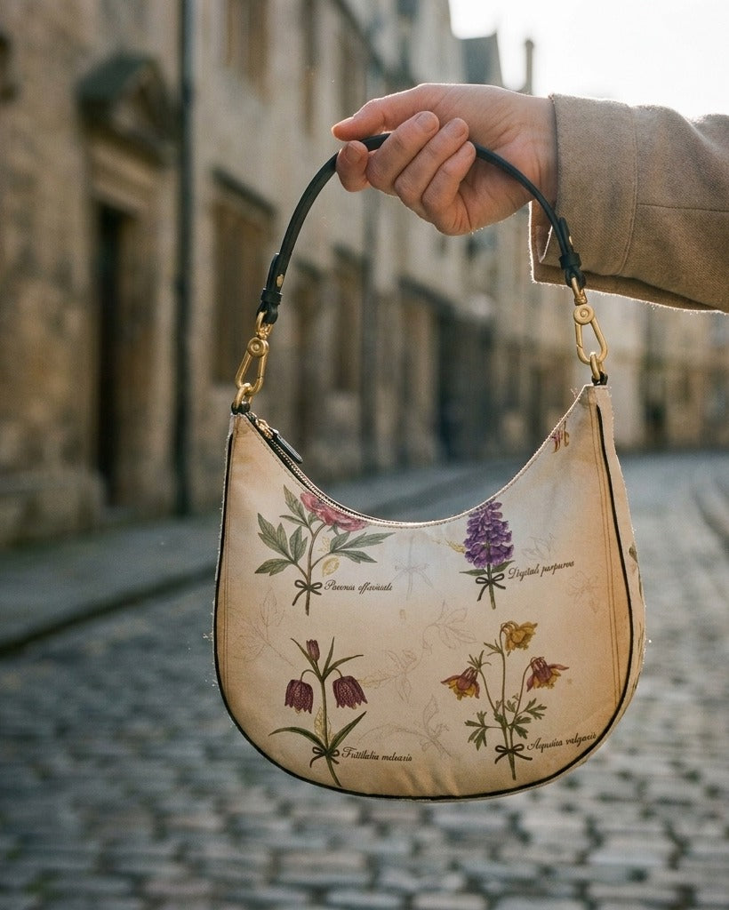 Le Demi-Lune in Herbier Royal — macro fabric detail on cream — fig-009 reactive-dyed mulberry silk — Hoboken atelier