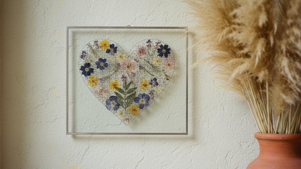 Heart Jigsaw Puzzle Pressed Wildflower Heart · editorial study v2 · Creo Fleur Atelier