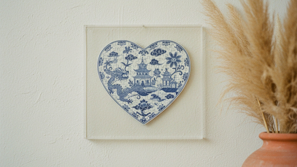Heart Jigsaw Puzzle Chinoiserie Floral Heart · editorial study v3 · Creo Fleur Atelier
