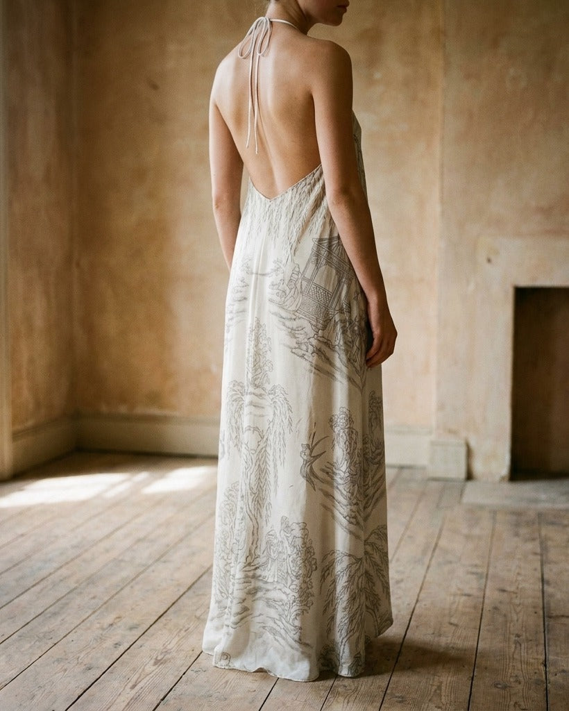 La Demoiselle — On-model editorial in a bridal setting — Luxurious silk satin — Hoboken atelier