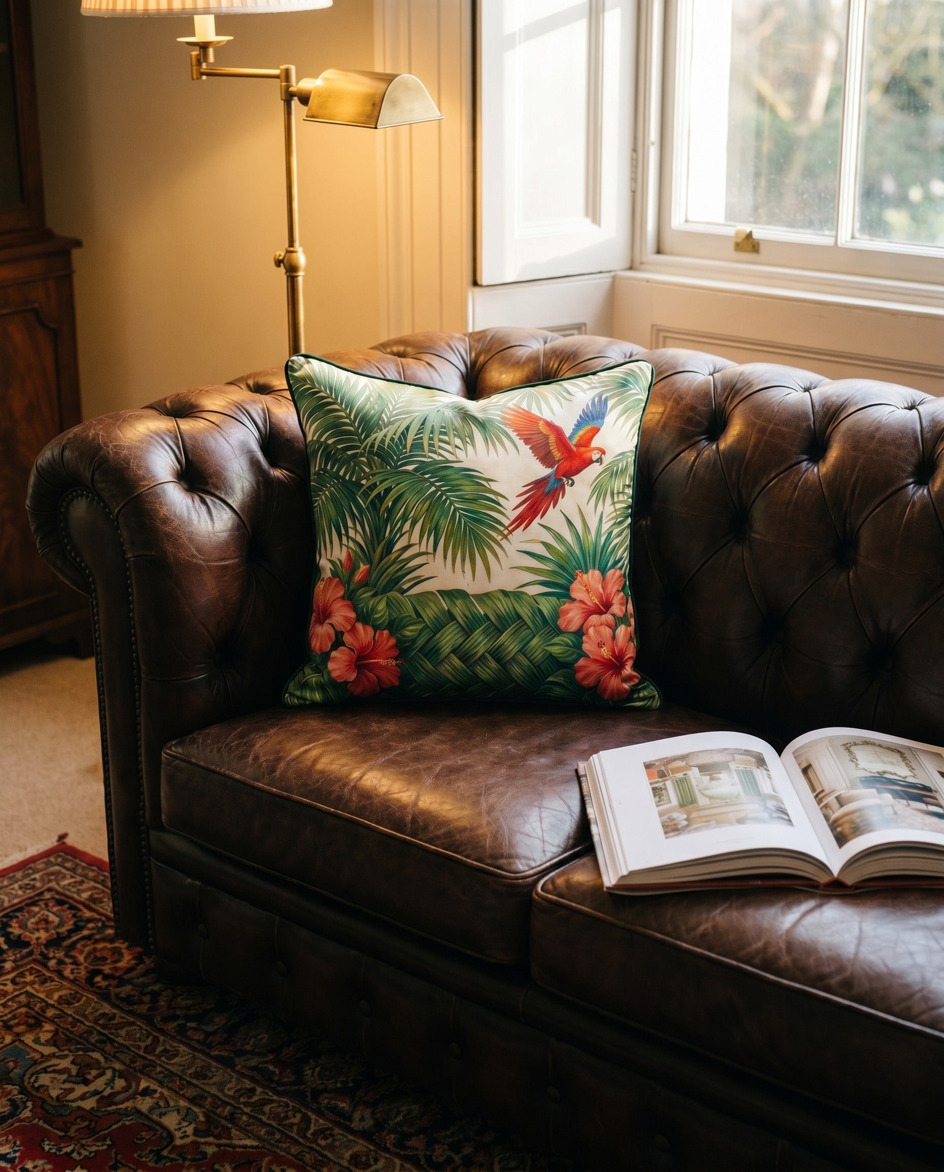 Coussin Adelphi Conservatoire — on-model editorial in elegant setting — luxurious silk charmeuse — Hoboken atelier