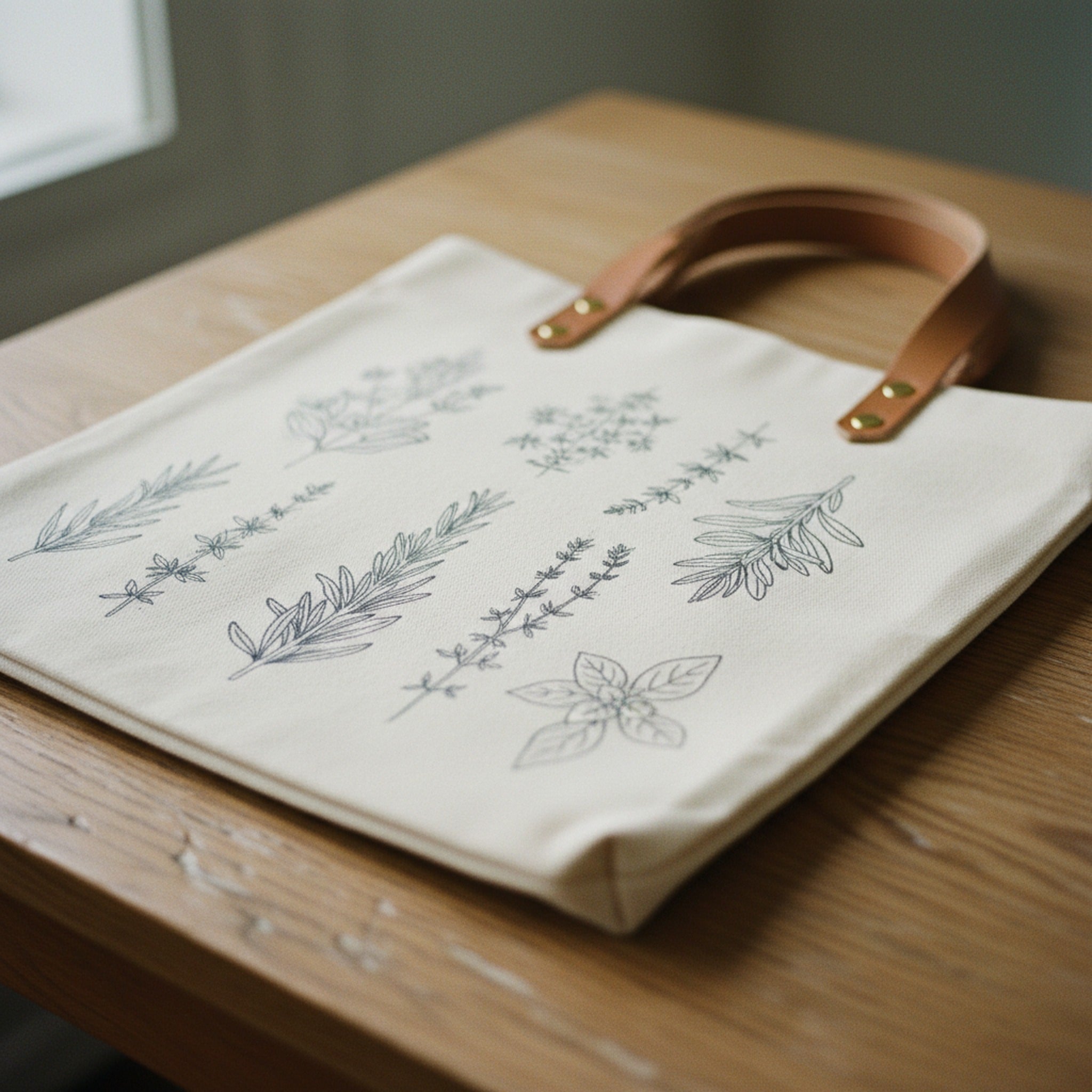 Tote Bag Minimalist Herb Line · editorial · Creo Fleur Atelier