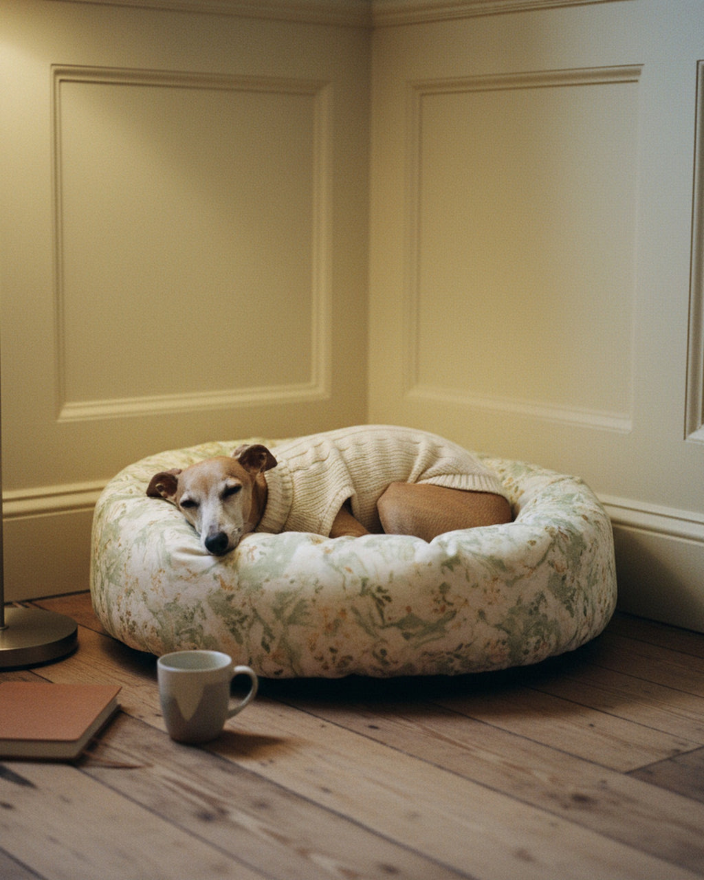 Dog Bed Neutral Marbled Herb Accent · editorial · Creo Fleur Atelier