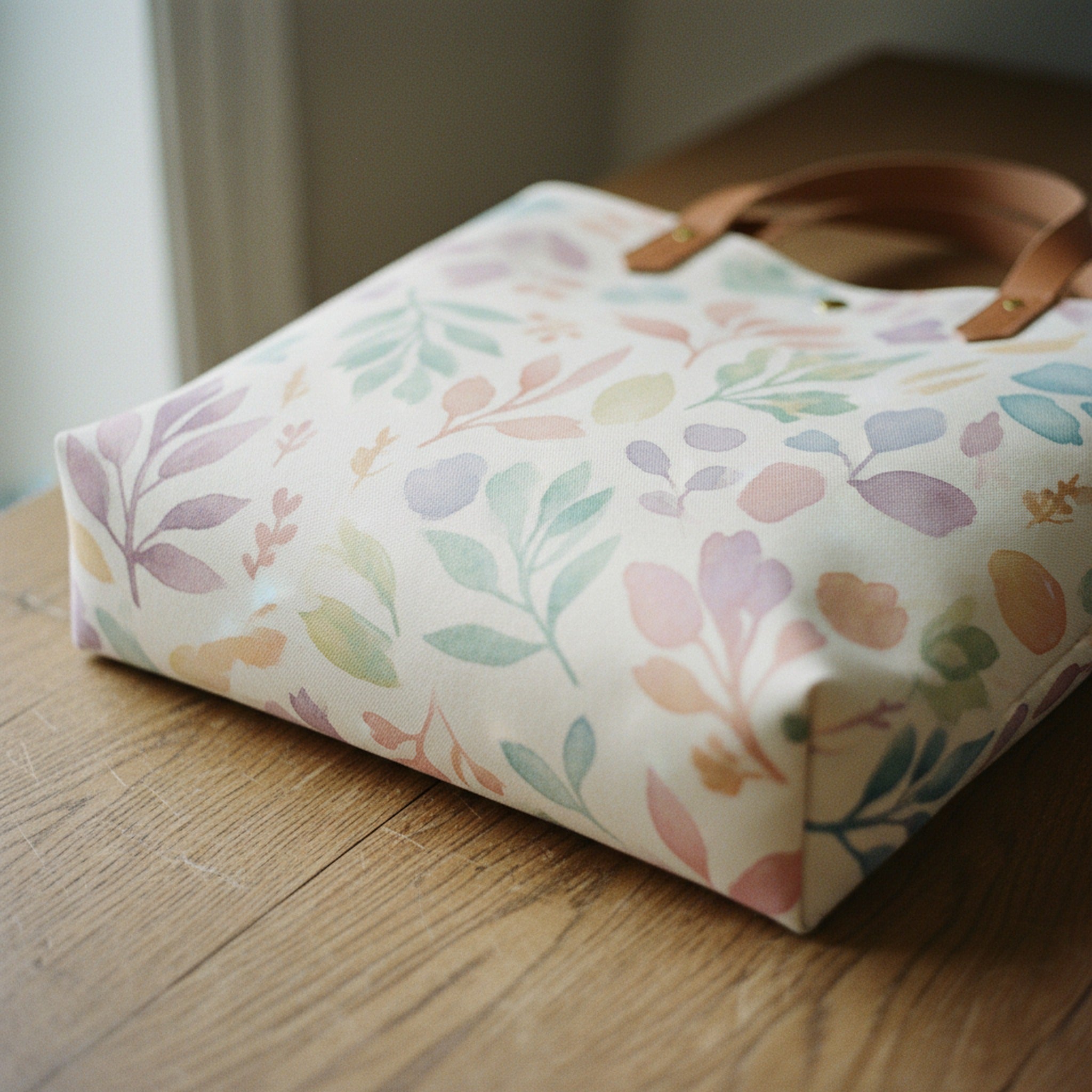Tote Bag Watercolor Botanical Scatter · editorial · Creo Fleur Atelier
