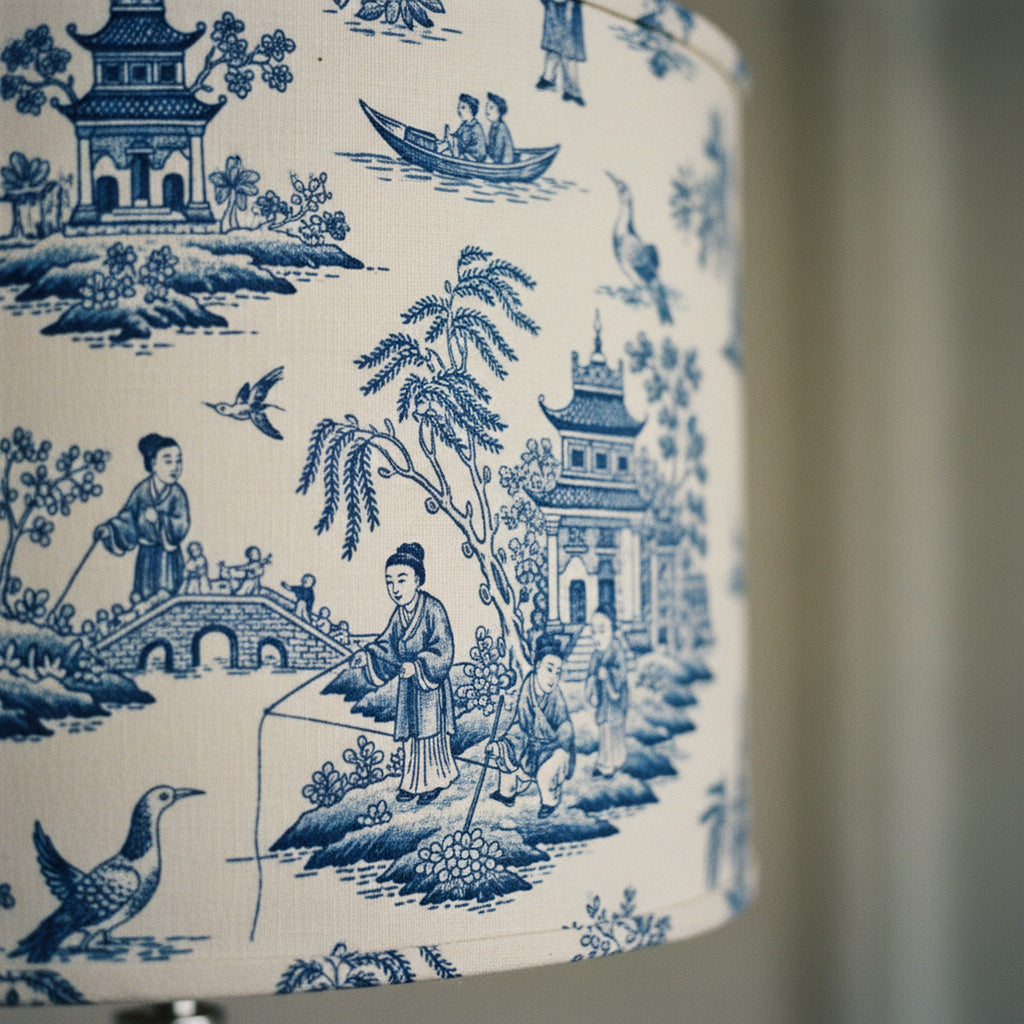 Drum Lamp Shade Toile De Jouy Cylindrical · editorial · Creo Fleur Atelier