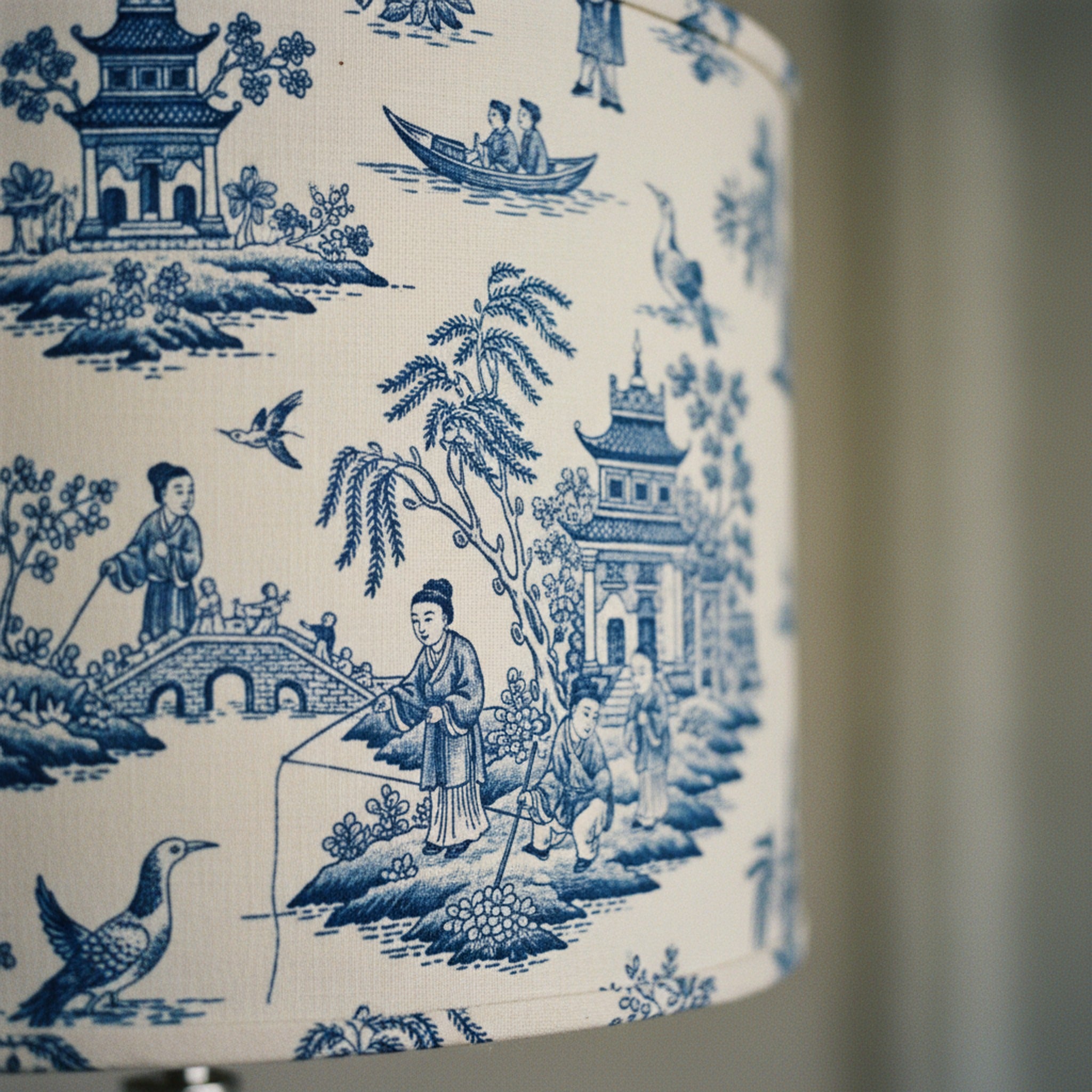 Drum Lamp Shade Toile De Jouy Cylindrical · editorial · Creo Fleur Atelier