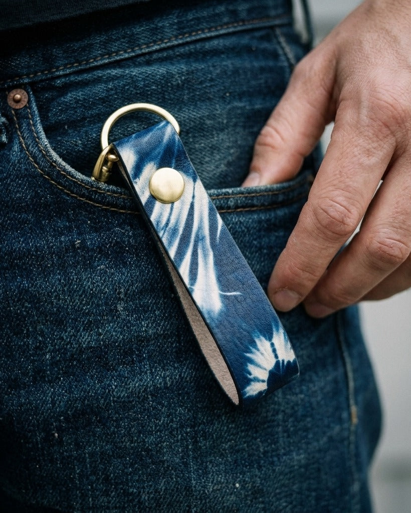 Creo Fleur Atelier — Keychain — Shibori Indigo Tiedye