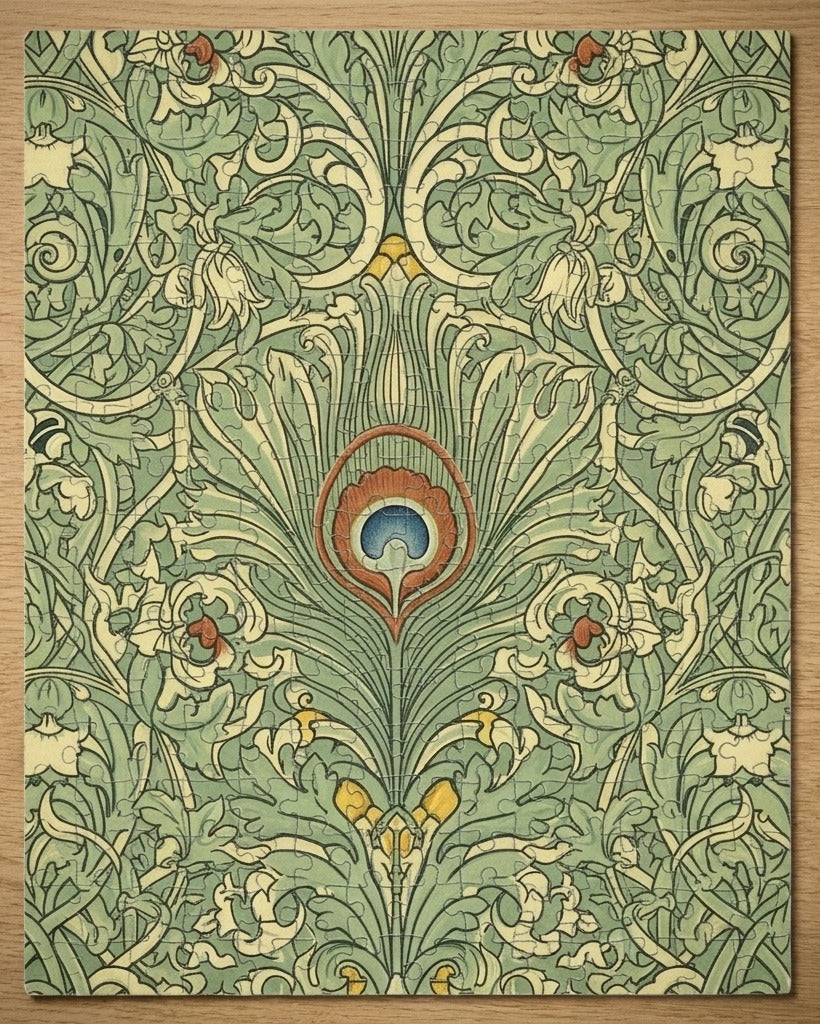 Creo Fleur Atelier — Jigsaw Puzzle — William Morris Peacock Feather