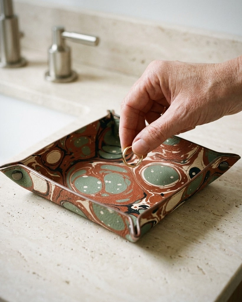 Creo Fleur Atelier — Trinket Tray — Marbled Suminagashi Stone
