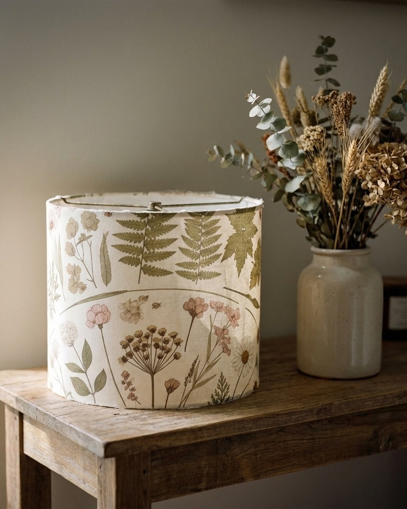 Creo Fleur Atelier — Drum Lamp Shade — Botanical Herbarium Translucent