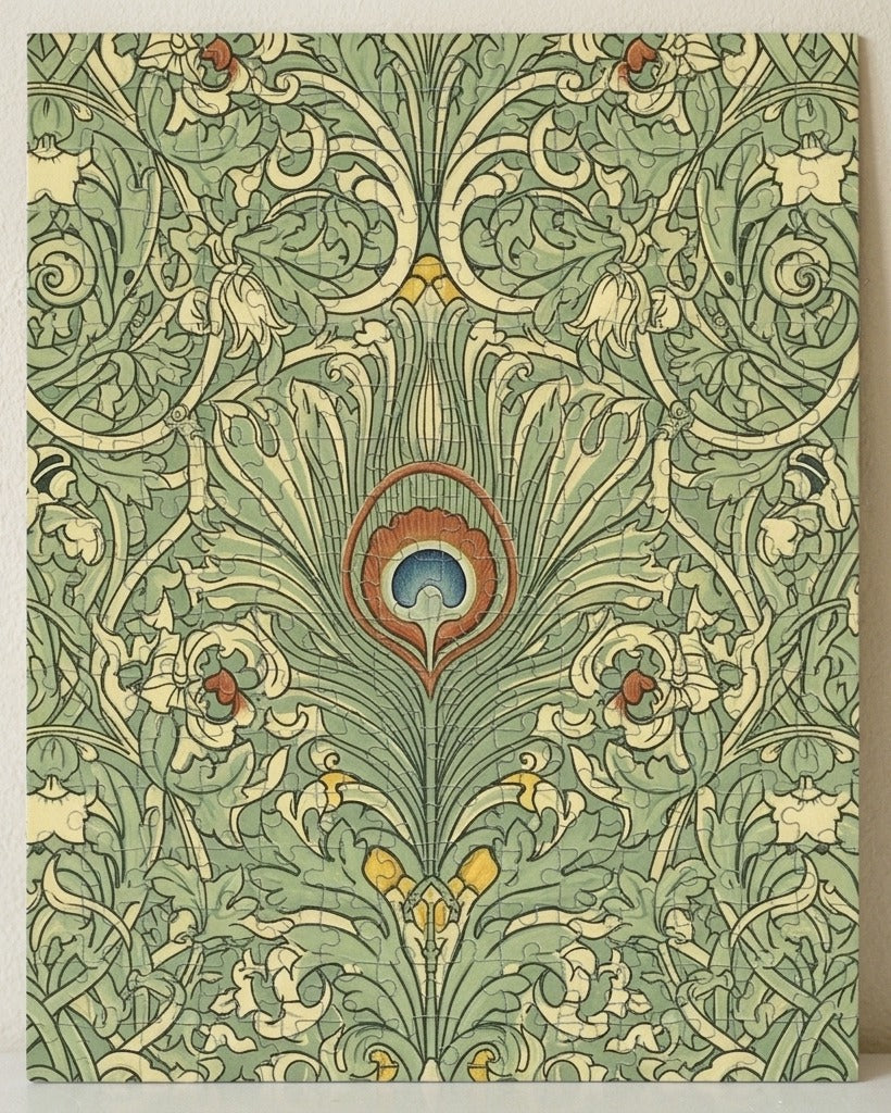 Creo Fleur Atelier — Jigsaw Puzzle — William Morris Peacock Feather